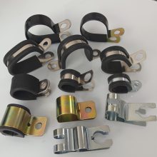 镀锌连胶条卡箍开口折弯定位SPCC汽车金属卡扣P型管夹12定制