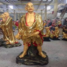 1.5米玻璃钢十八罗汉佛像雕塑，贴金木雕铜雕500罗汉