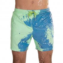 纯色游泳短裤遇水变色休闲沙滩裤子欧美温感变色款速干男士休闲裤