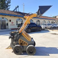 四驱滑移装载机 上云梯用窄体小铲车原地旋转360度