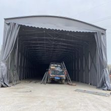 户外电动仓库雨棚 钢立柱活动伸缩雨篷 工厂通道悬空雨蓬厂家