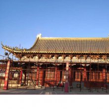 杭州宁波温州寺庙1.2厚深灰色氟碳烤漆铝镁锰仿古瓦 铝筒瓦 铜瓦 滴水檐吻兽