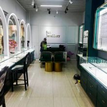 定制墨绿色烤漆展柜 玻璃首饰柜台 商场饰品精品陈列架 高端展架设计