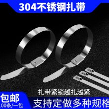 耐用自锁式包塑电线桥架船用金属捆扎304不锈钢扎带4.6MM可定制