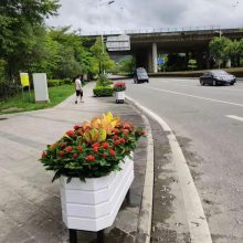 品旺户外仿木组合花箱 市政道路绿化可移动铝合金花箱