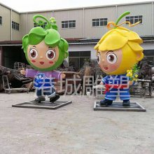 玻璃钢油菜花卡通人偶雕塑 农场菜花吉祥物娃娃雕像