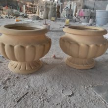 玻璃钢仿砂岩花盆雕塑 玻璃钢花盆雕塑***格