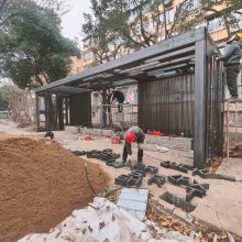 厂家定制加工景观工程大型钢结构廊架户外广场景观异形金属廊架凉亭工程