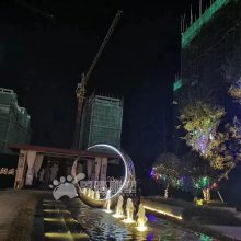 水景不锈钢圆环雕塑 不锈钢发光圆环雕塑 镜面不锈钢圆环雕塑