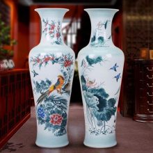 景德镇陶瓷古典花瓶花鸟富贵牡丹大号花瓶摆件