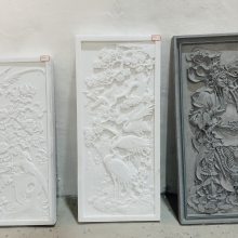 汉白玉浮雕松鹤延年图天然石材雕刻门口玄关壁画客厅挂件壁画