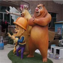 熊大熊二光头强玻璃钢卡通雕塑公仔 儿童公园趣味摆件