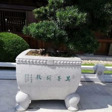 各式各样的石材花盆 石雕花盆 盆景底座石雕作品