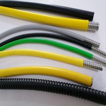 不锈钢双扣包塑蛇皮管 Φ10光纤PVC保护固定套管 加棉线平包管绿色黑色黄色定制