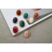 复古天然石胸针