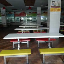 食堂餐桌椅 玻璃钢连体4人位桌椅学校公司员工饭堂快餐桌椅组合