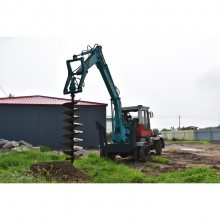 电线杆钻坑机轮式挖掘机改装螺旋钻孔机地基打坑机硬土打眼机