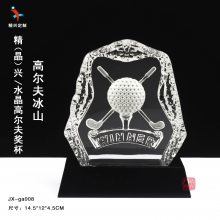 高尔夫球俱乐部奖杯奖牌定制 广州高尔夫水晶纪念摆件定制