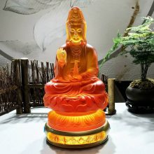 琉璃观音菩萨琉璃佛像，发光琉璃黄铜底座，四大菩萨琉璃佛像定制 上海琉璃佛像定制寺庙琉璃佛像万佛墙