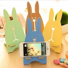 T韩国创意时尚手机座 可爱越狱兔手机支架 木质手机架 手机托架