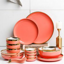 家庭组合餐具 厨房用品工具碗盘 陶瓷网红餐具定制 金边欧式陶瓷碗筷