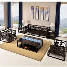 紫光檀新中式沙发高级轻奢苏州手工艺制作113六件套工厂
