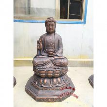 定制阿弥陀佛佛像纯铜铸造大型佛教黄铜1米八大守护神铜像摆件