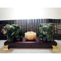【盛集祥礼品2019年新款】天然南玉大象摆件财运摆件大象***家具办公书房装饰礼品