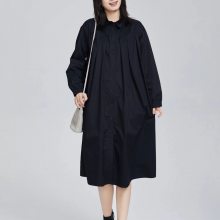 紫布语新款 中长款棉麻A字裙 宽松外搭气质上衣 撤柜品牌货源