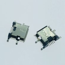 反向MICRO 5P母座 贴片SMT 反向型 迈克USB母座 四脚插板 卷边 有柱