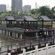景区画舫船大型游船电动观光木船水上船屋仿古餐饮会议接待双层船餐厅