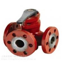 供应上海全冠船舶专用GB/T593-1993手动型船用法兰铸铁青铜阀板芯三通填料旋塞阀带ccs证书