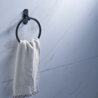 和地狼挂毛巾架太空铝黑色毛巾环卫浴五金浴室毛巾架jh-5008温州