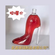 高硼硅人工吹制高跟鞋红酒醒酒器