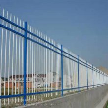 蓝白铁艺围墙栏杆 带尖头铁栅栏 小区通透式栅栏