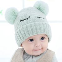 秋冬宝宝加绒毛线帽子3-6-12个月婴幼儿帽子0-1岁儿童保暖护耳帽