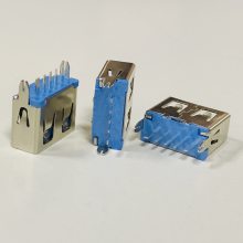 AF 5P直插快充插座 10.0 立式直插***快充母座 USB 5P 180°插板快充*** 蓝色胶芯