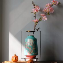 景德镇陶瓷器 将军罐 喜上眉梢 梅花 黄色蓝色古典家居摆件花瓶