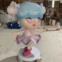 中山玻璃钢卡通少女雕塑 卡通人物造型雕塑 商场美陈摆件