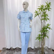 护士服碎花蓝色分体短款套装长短袖医护口腔医院月子美容服工作服