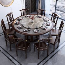 全实木大圆桌餐桌椅组合家用1.8m饭桌12人饭店新中式酒店圆餐桌