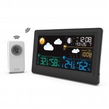 433HZ 彩屏天气预报气象钟 欧式温度湿度钟表客厅装饰电子闹钟休闲