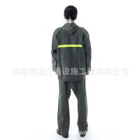 雨衣軍綠針織布套裝雨衣雨褲加厚防水反光戶外園林環(huán)衛(wèi)警示服