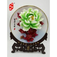 上海牡丹瓷花盘摆件 上海定制商务礼品