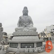 供应各种石材石雕滴水观音菩萨 寺庙青石观音坐像雕塑工艺品 泉臻