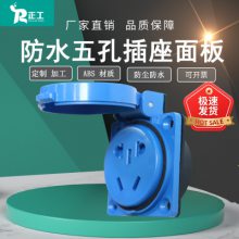 新国标五孔防水配电箱工业插座室外带盖防雨5孔10A电源插座盒220V