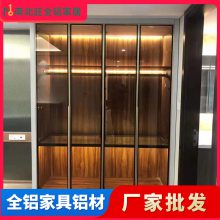 铝框玻璃门黑色衣柜玻璃门铝材 玻璃铝框门铝材 免拉手玻璃门铝材