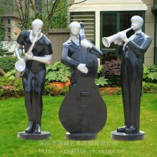 玻璃钢音乐抽象人物雕塑 吹笛吹萨克斯拉琴乐队音乐符道具雕塑
