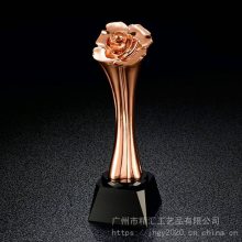 玫瑰花金属奖杯 电镀奖杯 广州金属合金奖杯工厂 西安奖杯制作 西安定做奖杯工厂 奖杯开模厂家