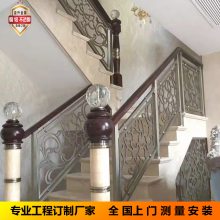 别墅铜浮雕楼梯围栏 玫瑰金铜楼梯扶手彰显美式家居特色